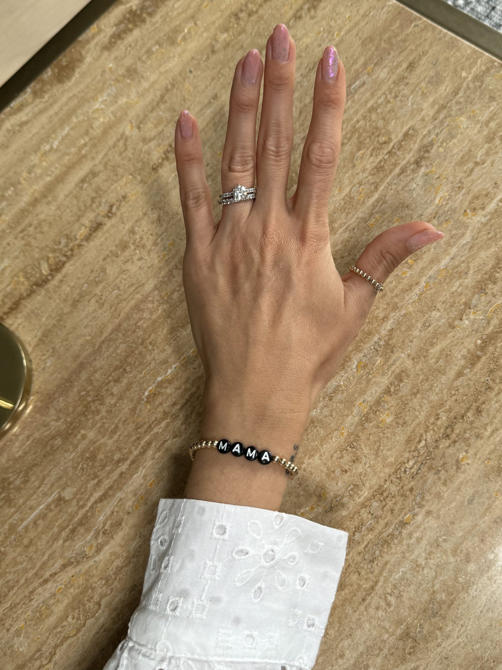 Luxe Original Letter | Gold Filled, Sterling Silver Bracelet (4mm Beads) - Image 5