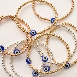 Luxe Eye | Gold Filled, Sterling Silver Bracelet (4mm Beads)