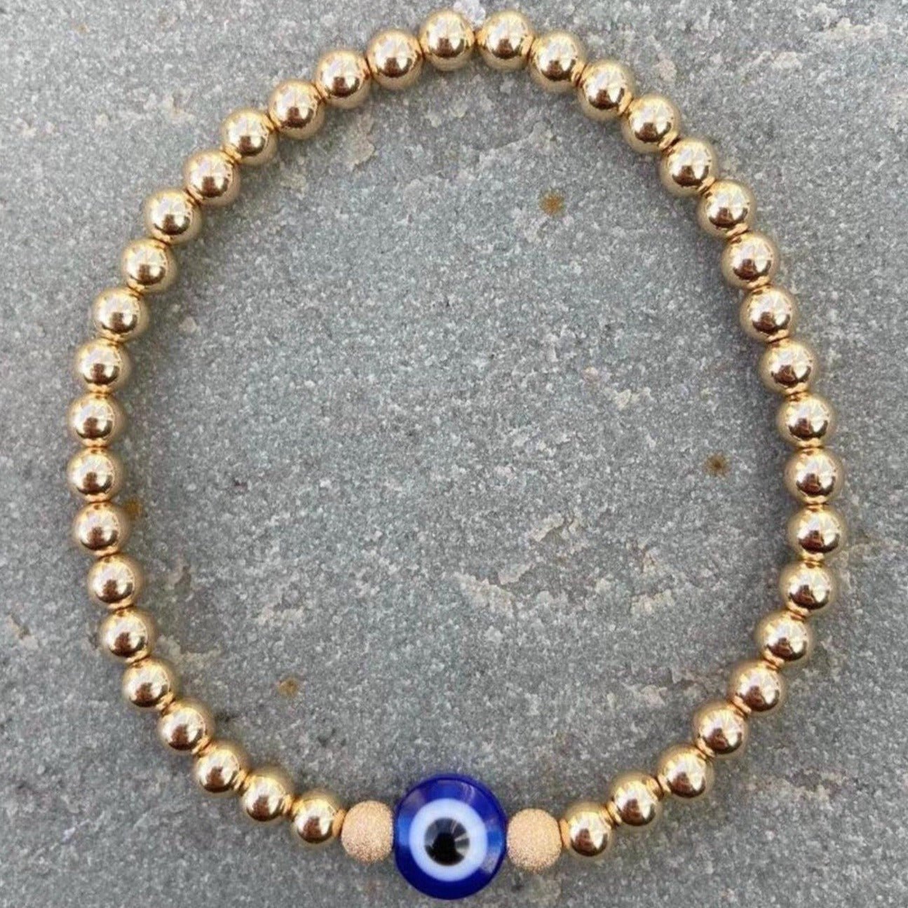 Luxe Sparkle Eye | Gold Filled, Sterling Silver Bracelet (4mm Beads) - Image 2