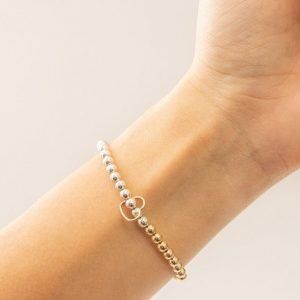Luxe Half & Half | Gold Filled, Sterling Silver Bracelet (4mm beads)