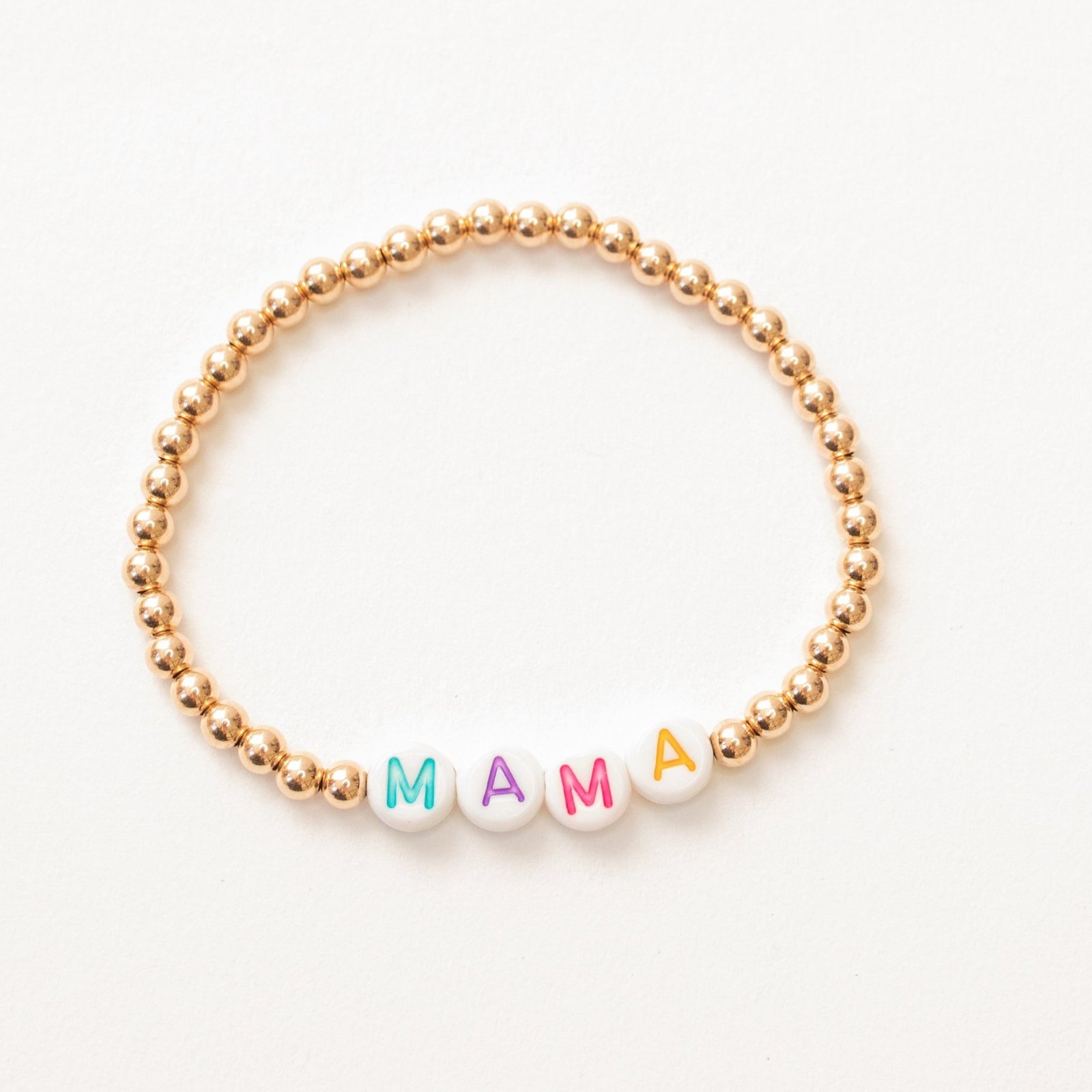 Luxe Coloured Letter | Gold filled, Sterling Silver Bracelet (4mm beads) - Image 4