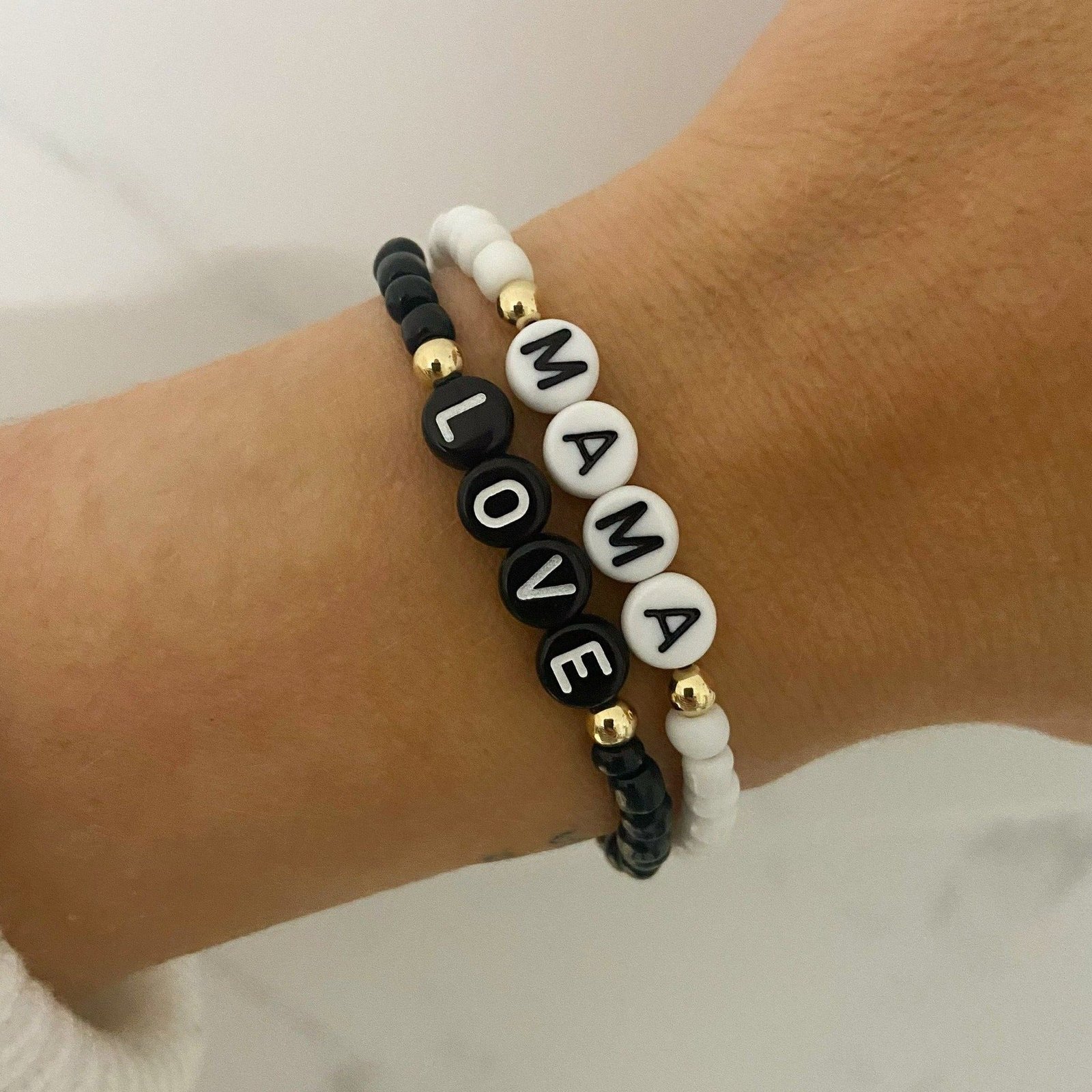 Luxe Accent Original Letter | Gold Filled, Sterling Silver Bracelet (4mm Accent Beads) - Image 4