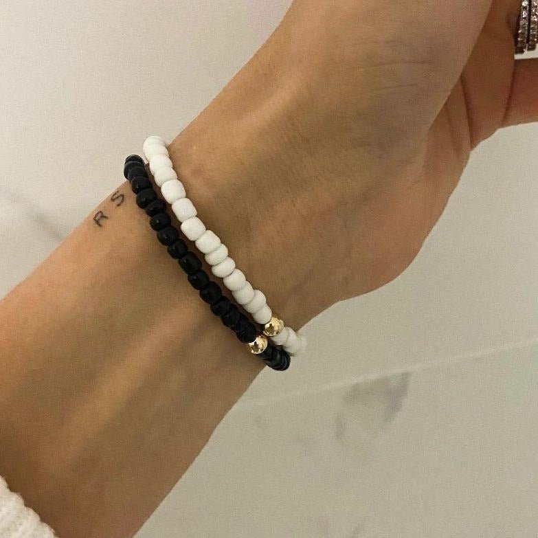 Luxe Accent Original Letter | Gold Filled, Sterling Silver Bracelet (4mm Accent Beads) - Image 5