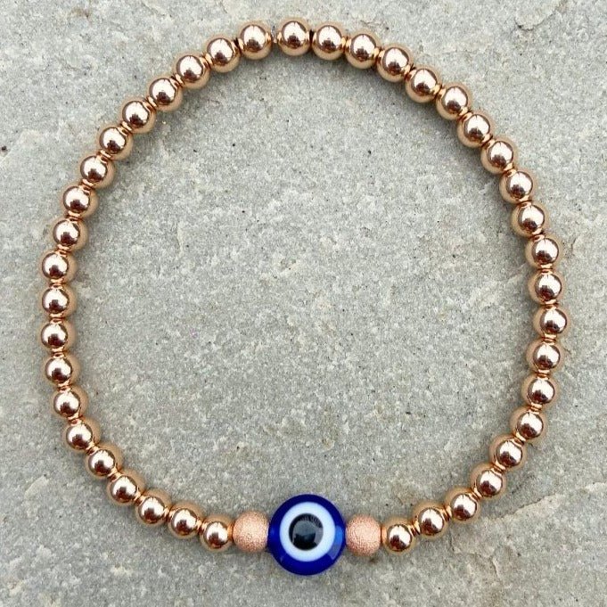 Luxe Sparkle Eye | Gold Filled, Sterling Silver Bracelet (4mm Beads) - Image 4