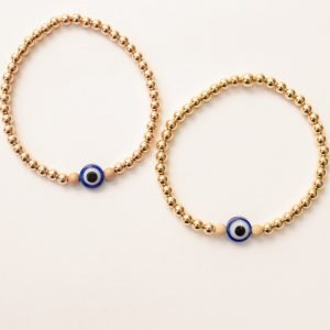 Luxe Sparkle Eye | Gold Filled, Sterling Silver Bracelet (4mm Beads)