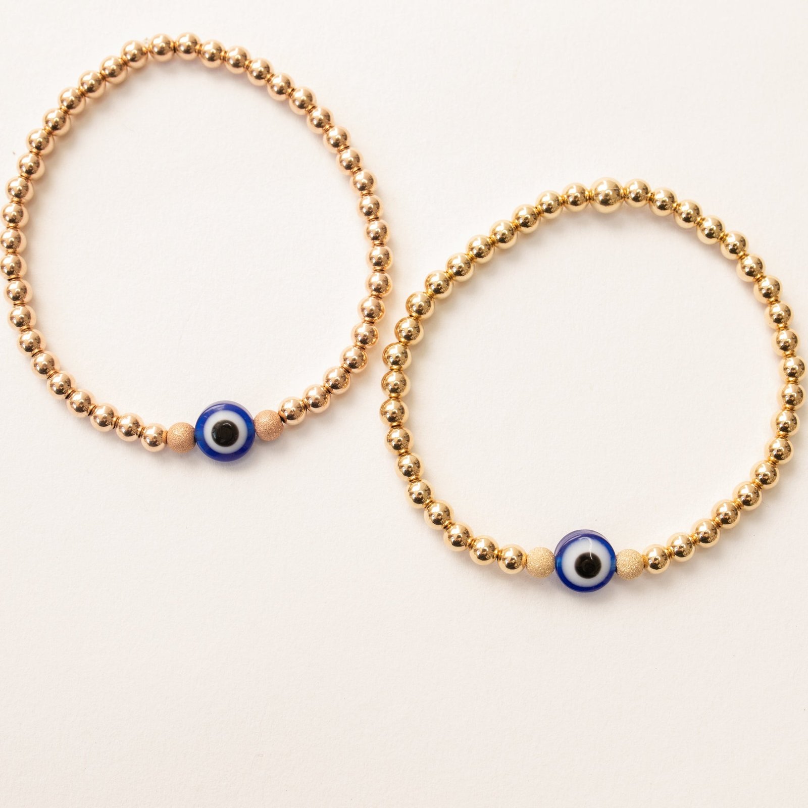 Luxe Sparkle Eye | Gold Filled, Sterling Silver Bracelet (4mm Beads)