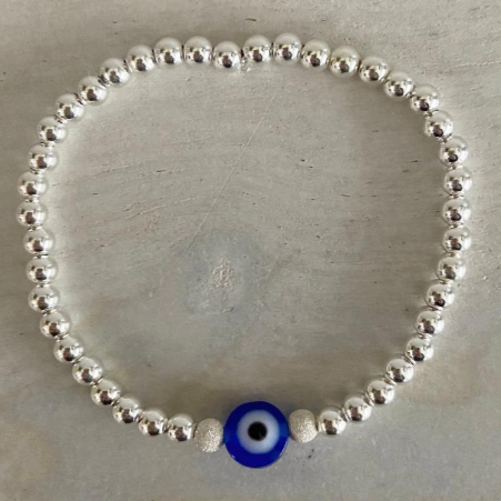 Luxe Sparkle Eye | Gold Filled, Sterling Silver Bracelet (4mm Beads) - Image 5
