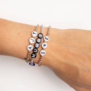 Luxe Original Letter | Gold Filled, Sterling Silver Bracelet (3mm beads)
