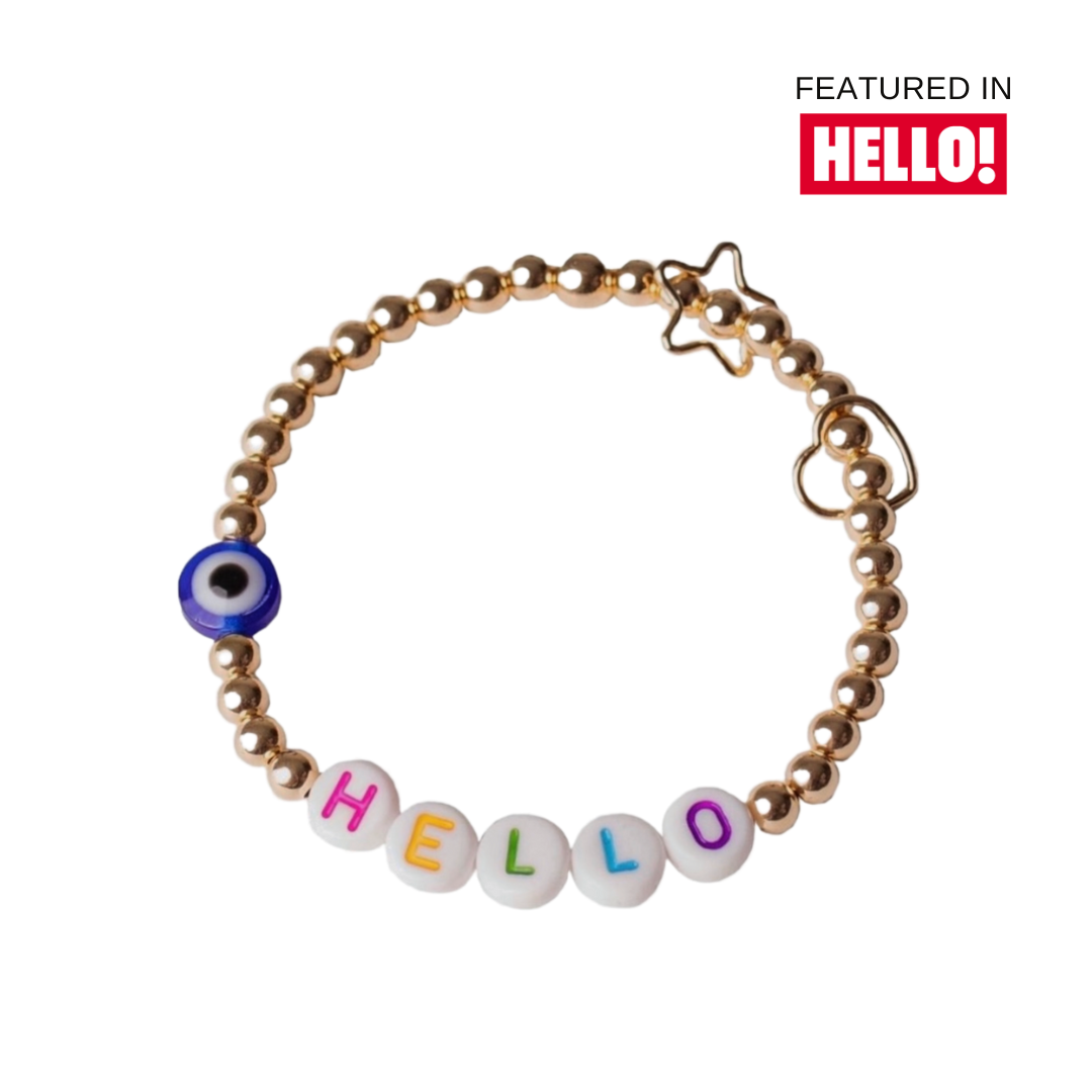 Luxe Coloured Letter | Gold filled, Sterling Silver Bracelet (4mm beads) - Image 7