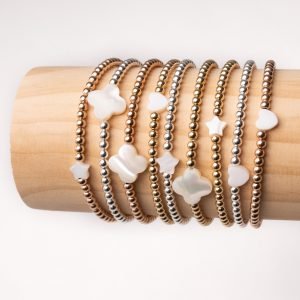 Luxe Mother Of Pearl | Gold Filled, Sterling Silver Bracelet (3mm beads)