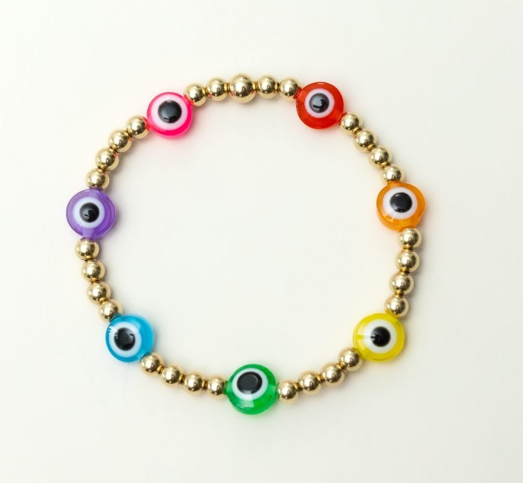 Luxe Rainbow Eyes On You | Gold Filled, Sterling Silver Bracelet (4mm beads) - Image 4