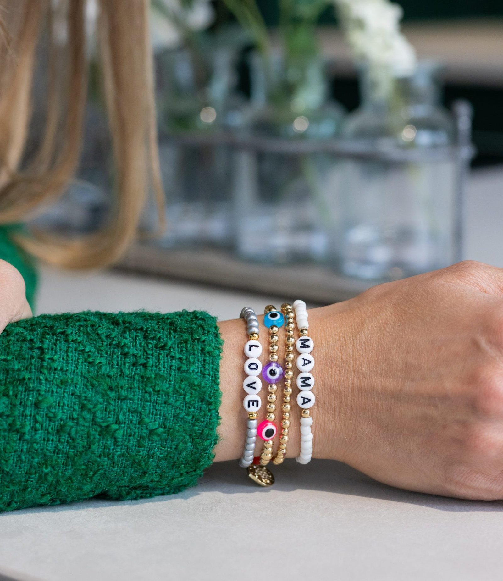 Luxe Rainbow Eyes On You | Gold Filled, Sterling Silver Bracelet (4mm beads) - Image 2