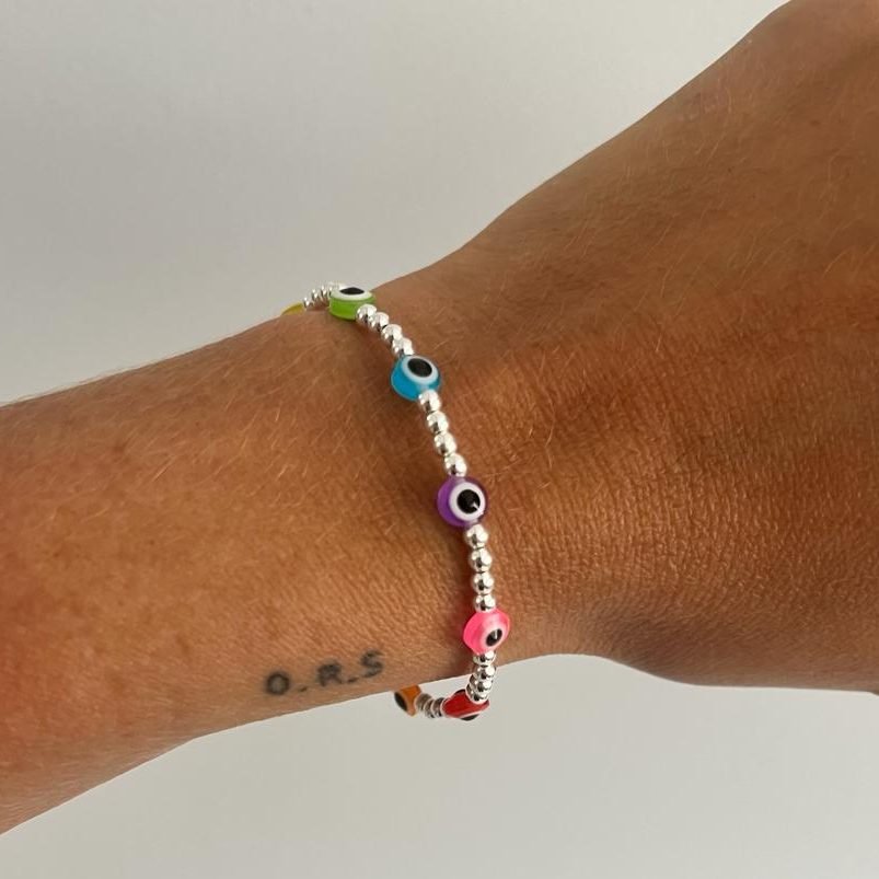 Luxe Rainbow Eyes On You | Gold Filled, Sterling Silver Bracelet (3mm beads) - Image 3