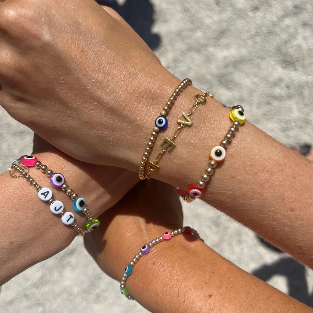 Luxe Rainbow Eyes On You | Gold Filled, Sterling Silver Bracelet (3mm beads) - Image 5