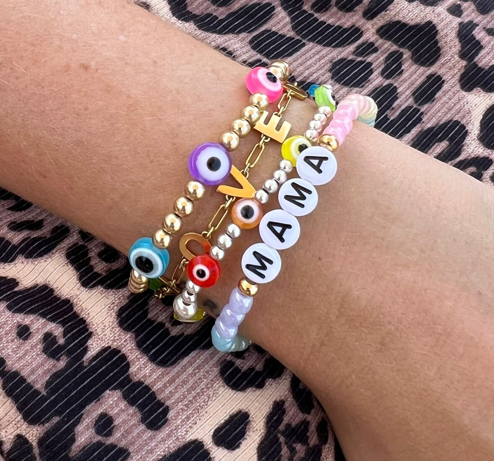 Luxe Rainbow Eyes On You | Gold Filled, Sterling Silver Bracelet (3mm beads) - Image 2