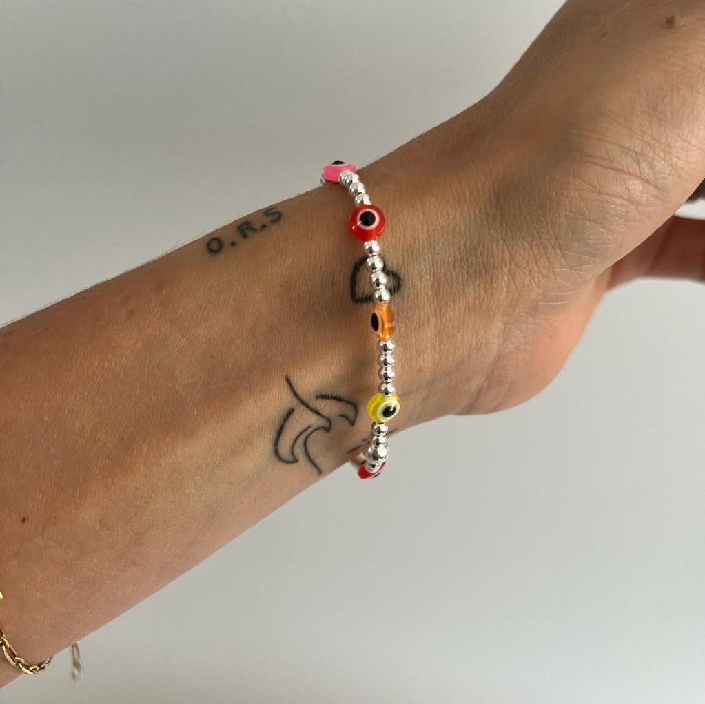 Luxe Rainbow Eyes On You | Gold Filled, Sterling Silver Bracelet (3mm beads) - Image 4