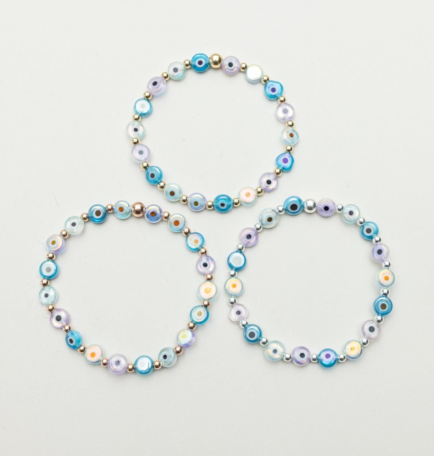 Luxe Mermaid Eye | Gold Filled, Sterling Silver Bracelet (3mm beads)