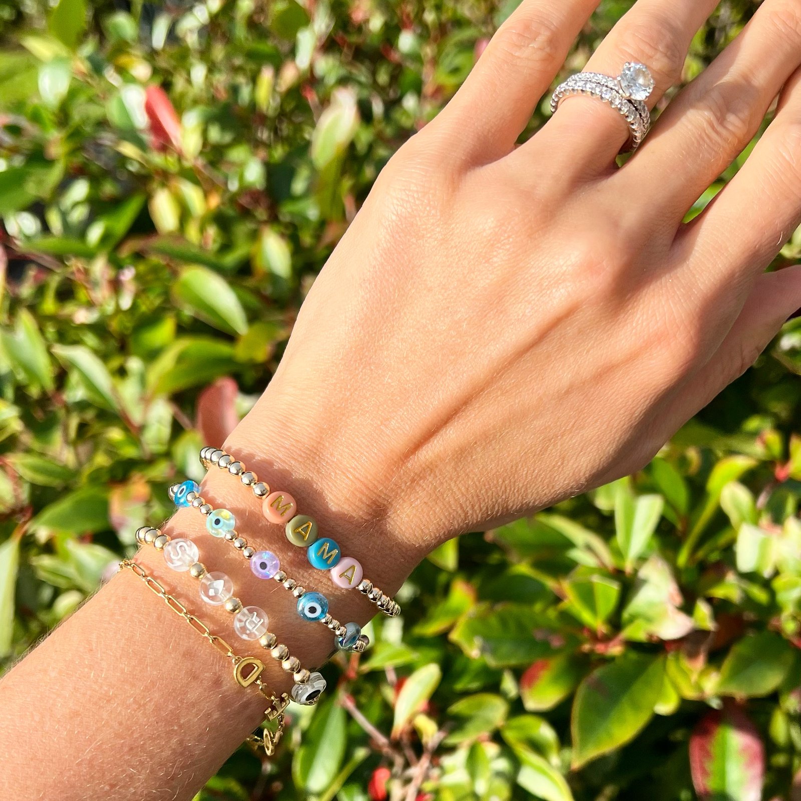 Luxe Mermaid Eye | Gold Filled, Sterling Silver Bracelet (3mm beads) - Image 2