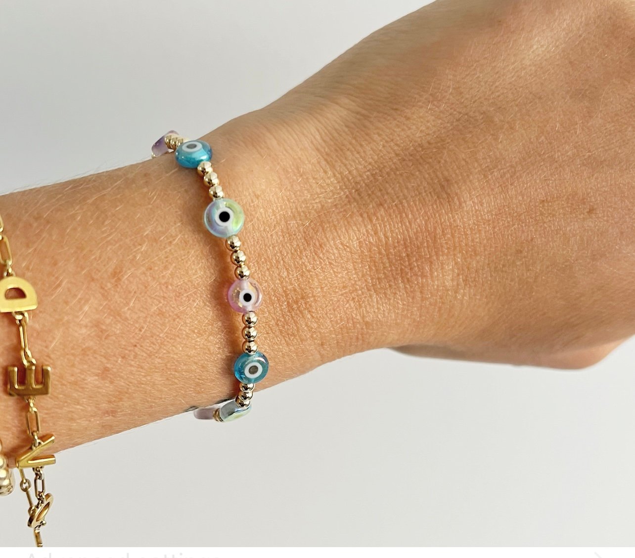 Luxe Mermaid Eye | Gold Filled, Sterling Silver Bracelet (3mm beads) - Image 4