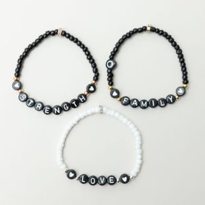 My Heart Personalised Bracelet (Black based letter bead)