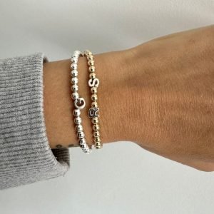 Luxe Initial Bracelet | Gold Filled, Sterling Silver (4mm beads)