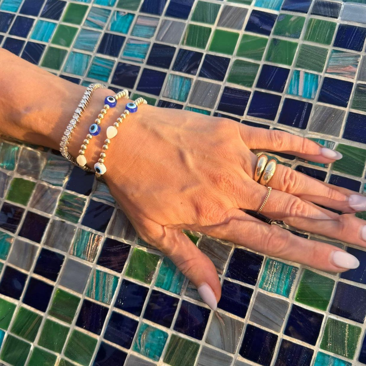 The Mykonos | Gold Filled, Sterling Silver Bracelet (4mm beads) - Image 3