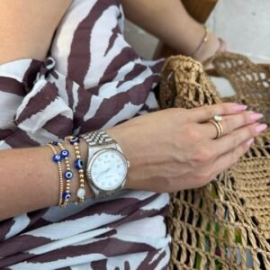 Luxe Eye | Gold Filled, Sterling Silver Bracelet (2mm beads)